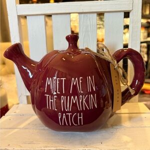 Rae Dunn Burgundy Ceramic Teapot